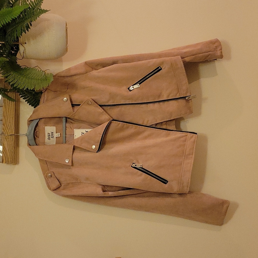 NWT Blush suede look Moto style Jacket L